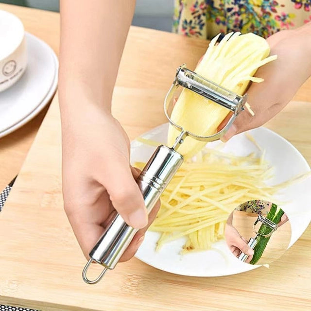 2-in-1 Stainless Steel Vegetable Peeler & Julienne Slicer – Silver