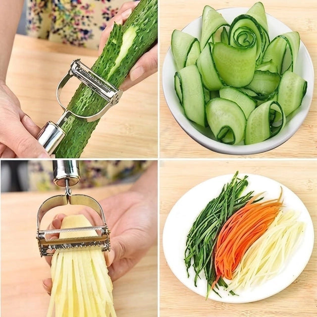 2-in-1 Stainless Steel Vegetable Peeler & Julienne Slicer – Silver