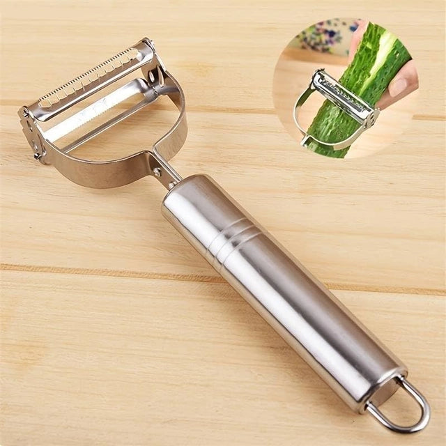 2-in-1 Stainless Steel Vegetable Peeler & Julienne Slicer – Silver