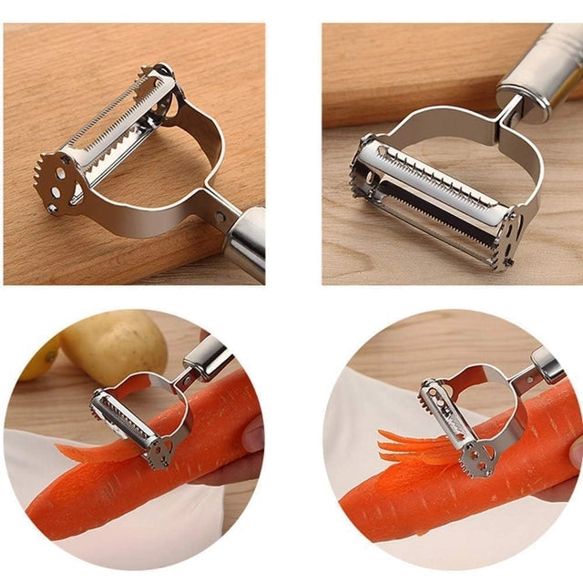 2-in-1 Stainless Steel Vegetable Peeler & Julienne Slicer – Silver